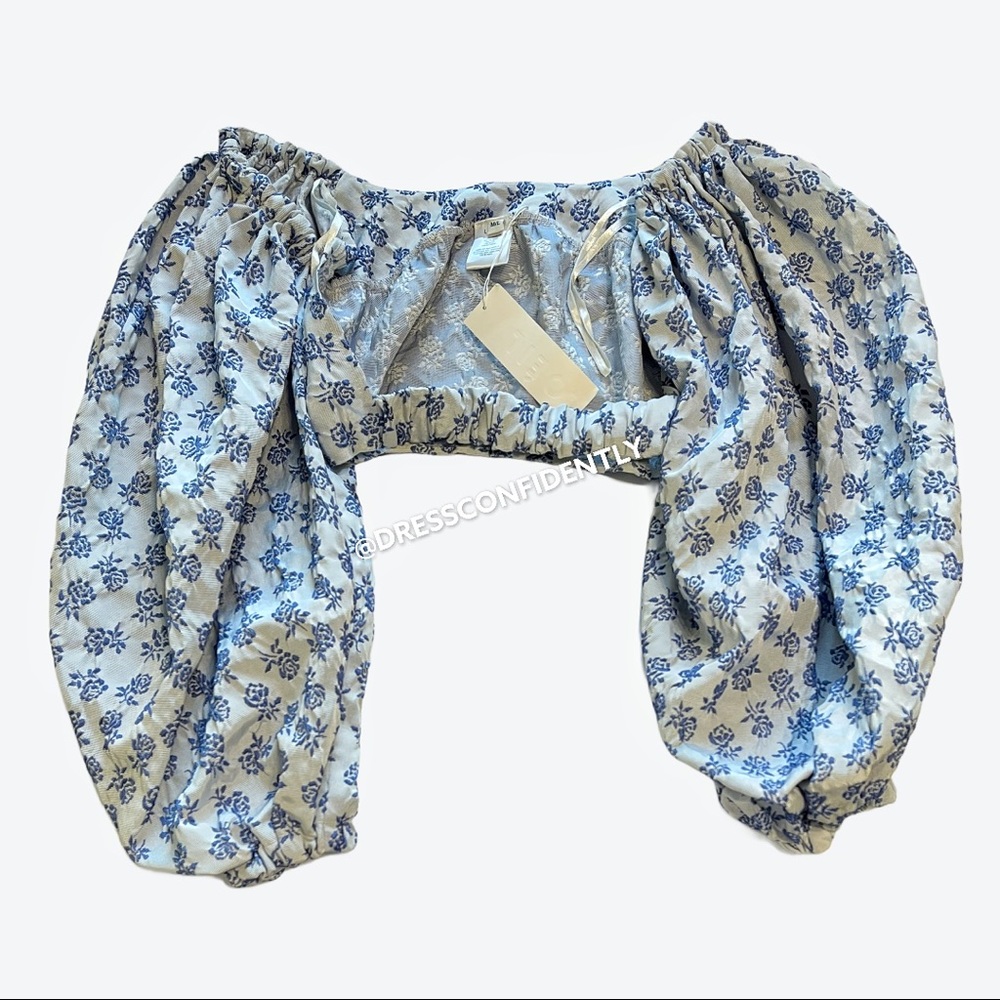 SOLD Loéil Barzio Jacquard Floral Open Back Top - Picture 8 of 10